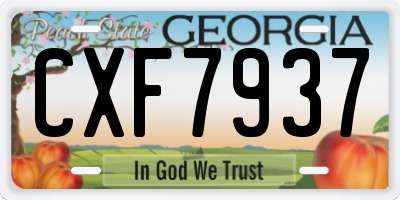 GA license plate CXF7937