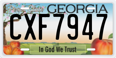 GA license plate CXF7947