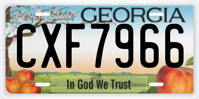 GA license plate CXF7966