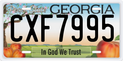 GA license plate CXF7995