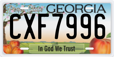 GA license plate CXF7996
