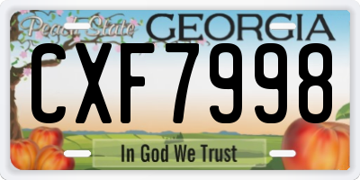 GA license plate CXF7998