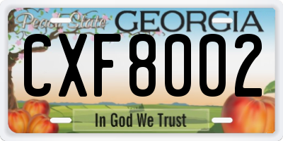 GA license plate CXF8002