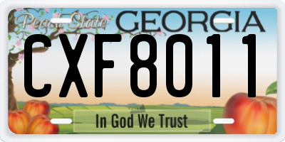 GA license plate CXF8011