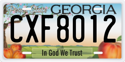 GA license plate CXF8012