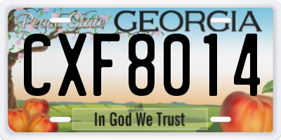 GA license plate CXF8014