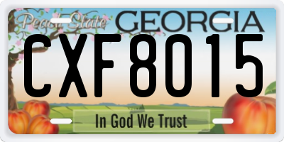 GA license plate CXF8015
