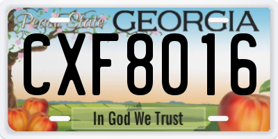 GA license plate CXF8016