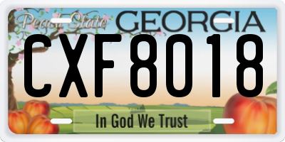 GA license plate CXF8018