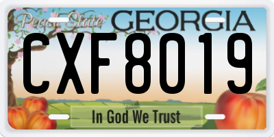 GA license plate CXF8019