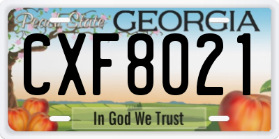 GA license plate CXF8021