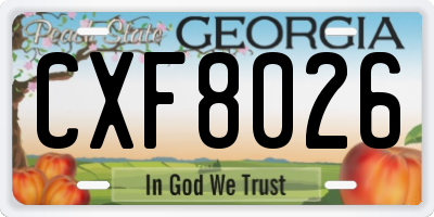 GA license plate CXF8026