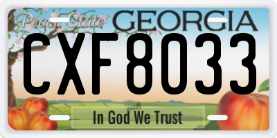 GA license plate CXF8033