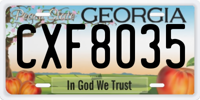 GA license plate CXF8035