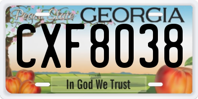 GA license plate CXF8038