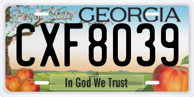 GA license plate CXF8039