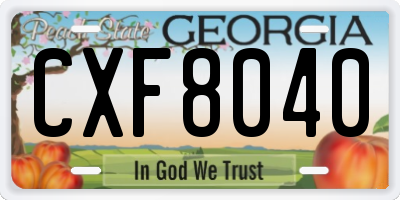 GA license plate CXF8040