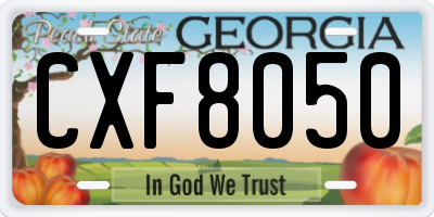 GA license plate CXF8050