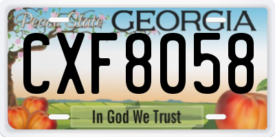 GA license plate CXF8058