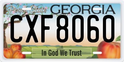 GA license plate CXF8060