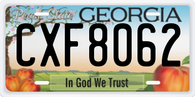 GA license plate CXF8062