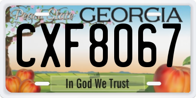 GA license plate CXF8067