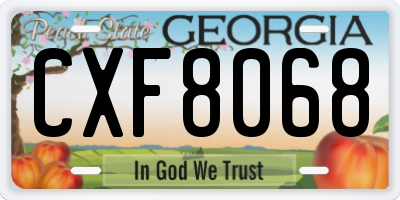 GA license plate CXF8068