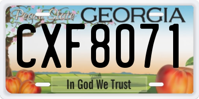 GA license plate CXF8071