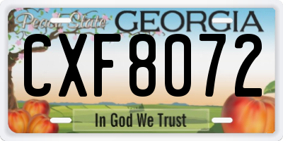 GA license plate CXF8072