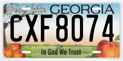 GA license plate CXF8074