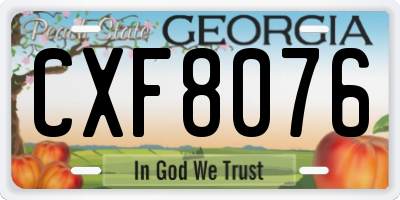 GA license plate CXF8076