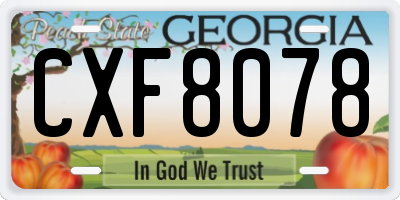 GA license plate CXF8078