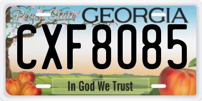 GA license plate CXF8085