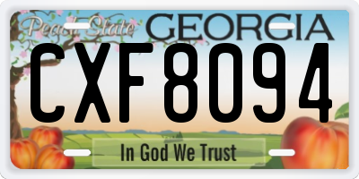 GA license plate CXF8094