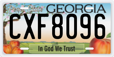 GA license plate CXF8096