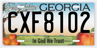 GA license plate CXF8102