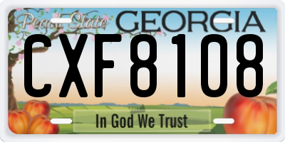 GA license plate CXF8108