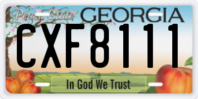 GA license plate CXF8111