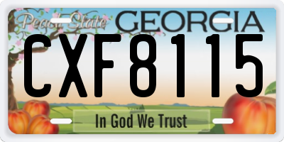 GA license plate CXF8115