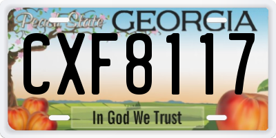 GA license plate CXF8117