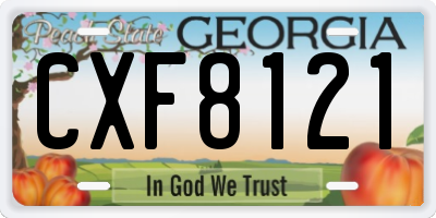 GA license plate CXF8121