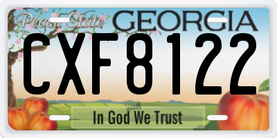 GA license plate CXF8122