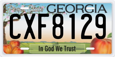 GA license plate CXF8129