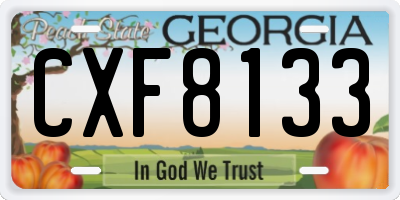 GA license plate CXF8133