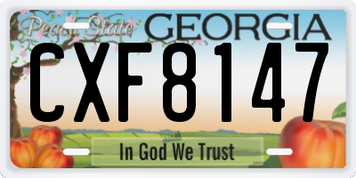 GA license plate CXF8147