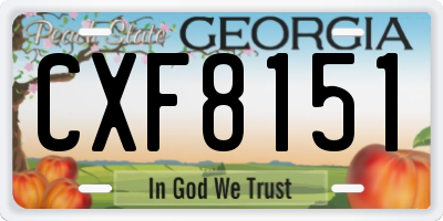GA license plate CXF8151