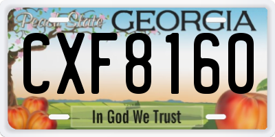 GA license plate CXF8160