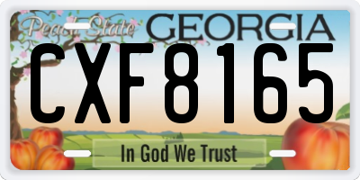 GA license plate CXF8165