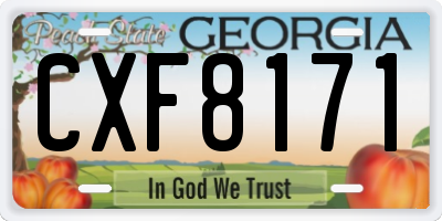 GA license plate CXF8171