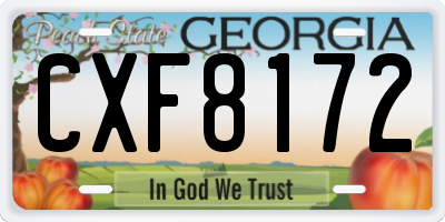 GA license plate CXF8172